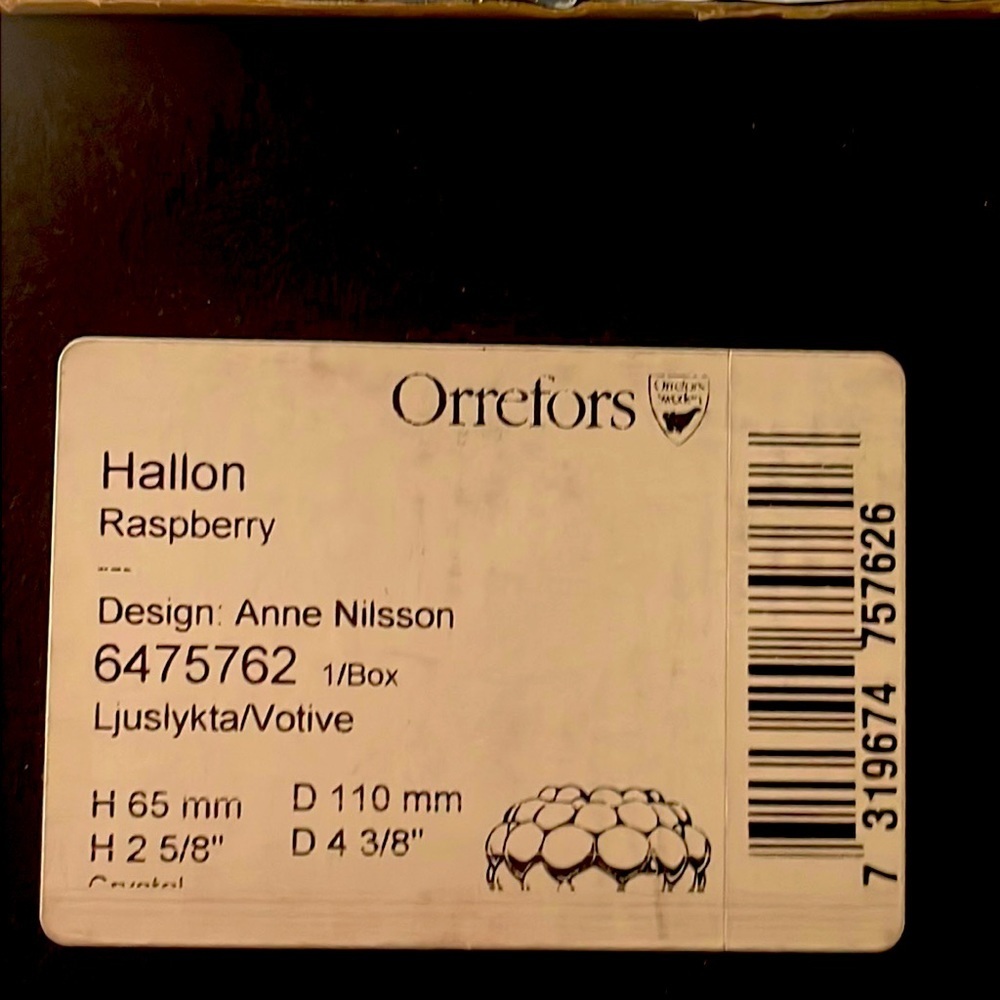 ORREFORS RASPBERRY VOTIVE - Picture 2 of 4